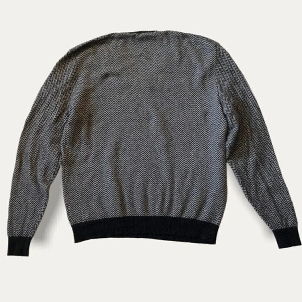 Bobby Jones Chevron V Neck Sweater Wool Cashmere Black Gray XL - Picture 9 of 14